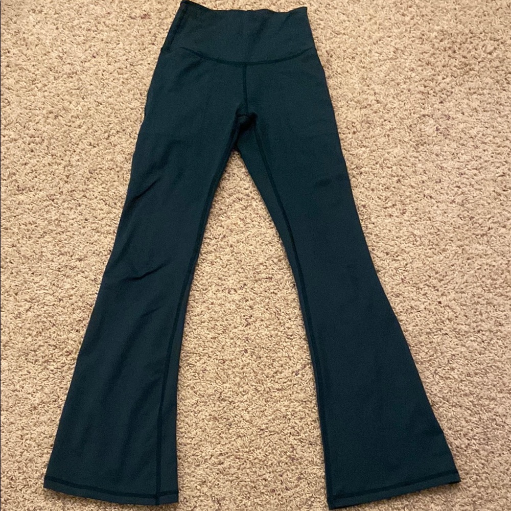 Dark green Flared Leggings, with pockets